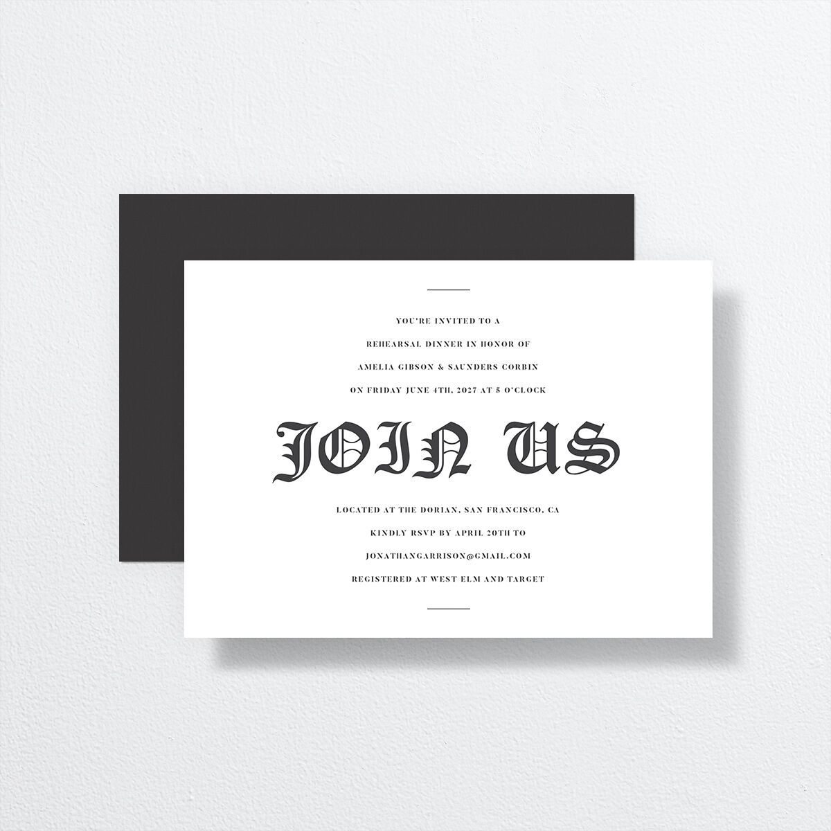 I Do Rehearsal Dinner Invitations by Vera Wang front-and-back