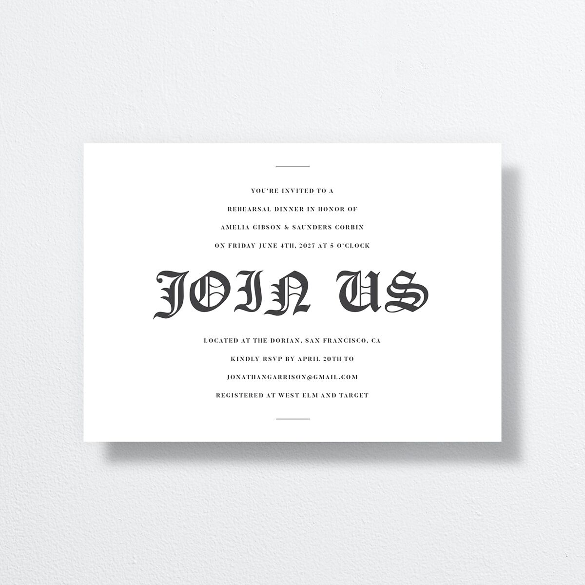 I Do Rehearsal Dinner Invitations by Vera Wang front in white