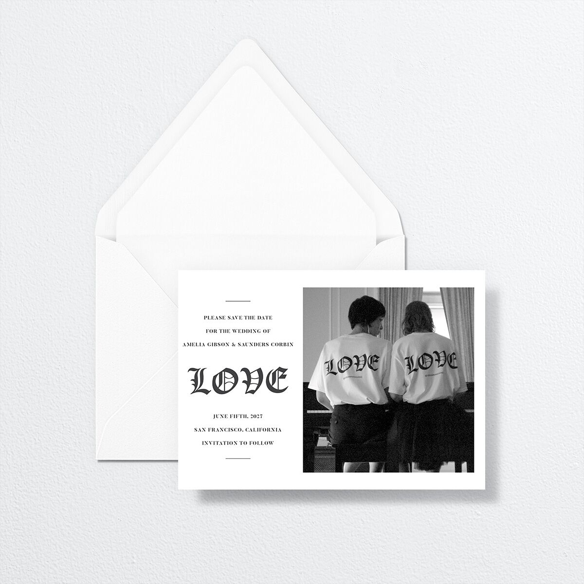 I Do Save The Date Cards by Vera Wang envelope-and-liner in white
