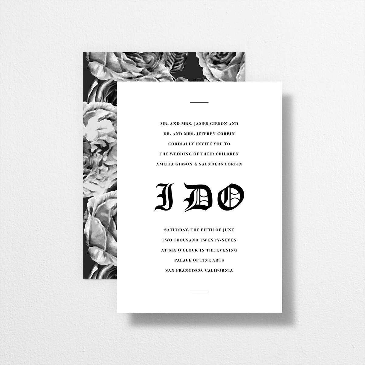I Do Wedding Invitations by Vera Wang front-and-back in white