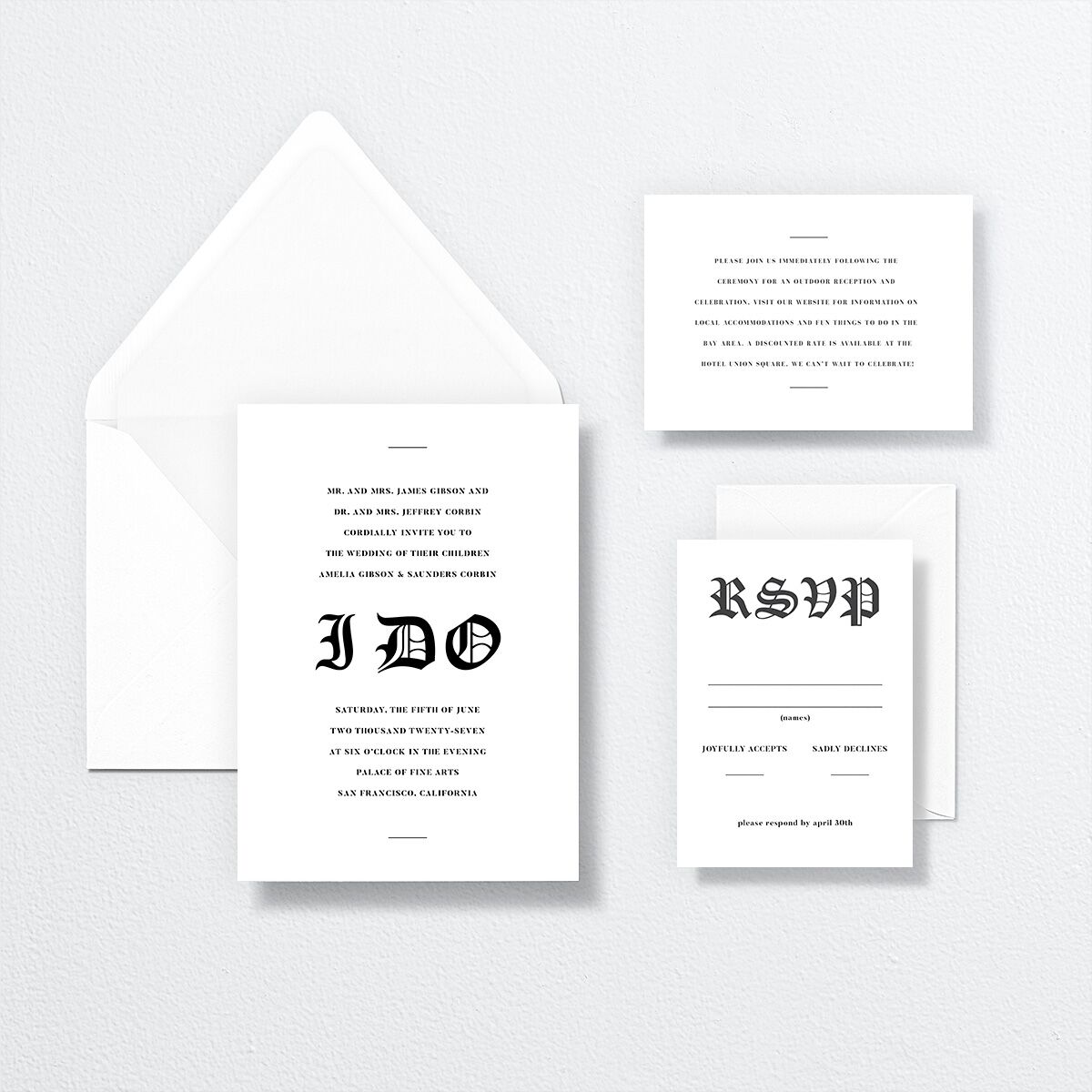 I Do Wedding Invitations by Vera Wang suite in white