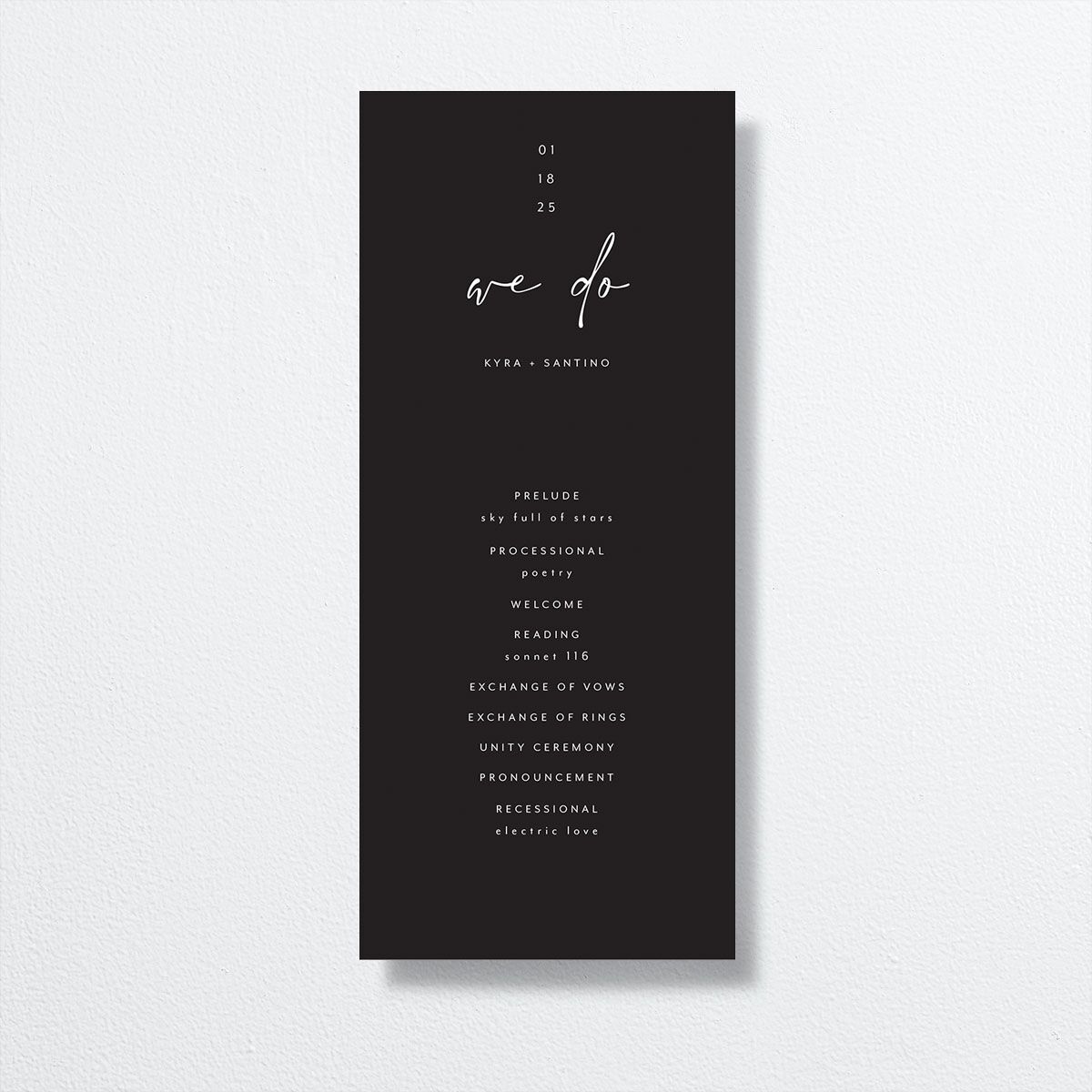 Forever Wedding Programs by Vera Wang front in black