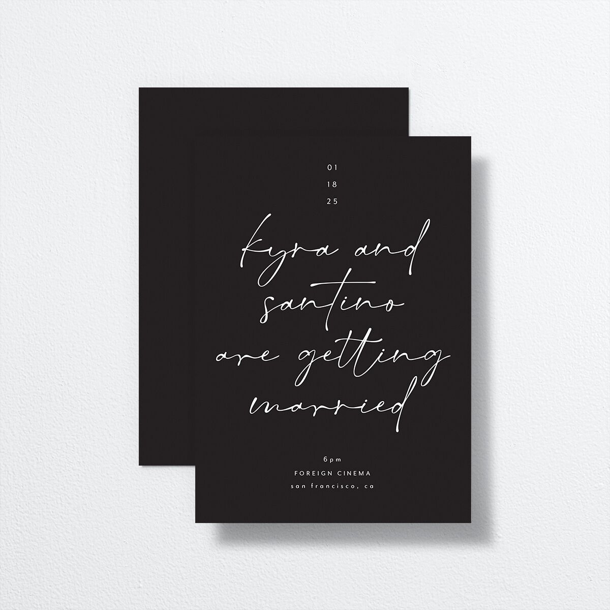 Forever Wedding Invitations by Vera Wang front-and-back in black