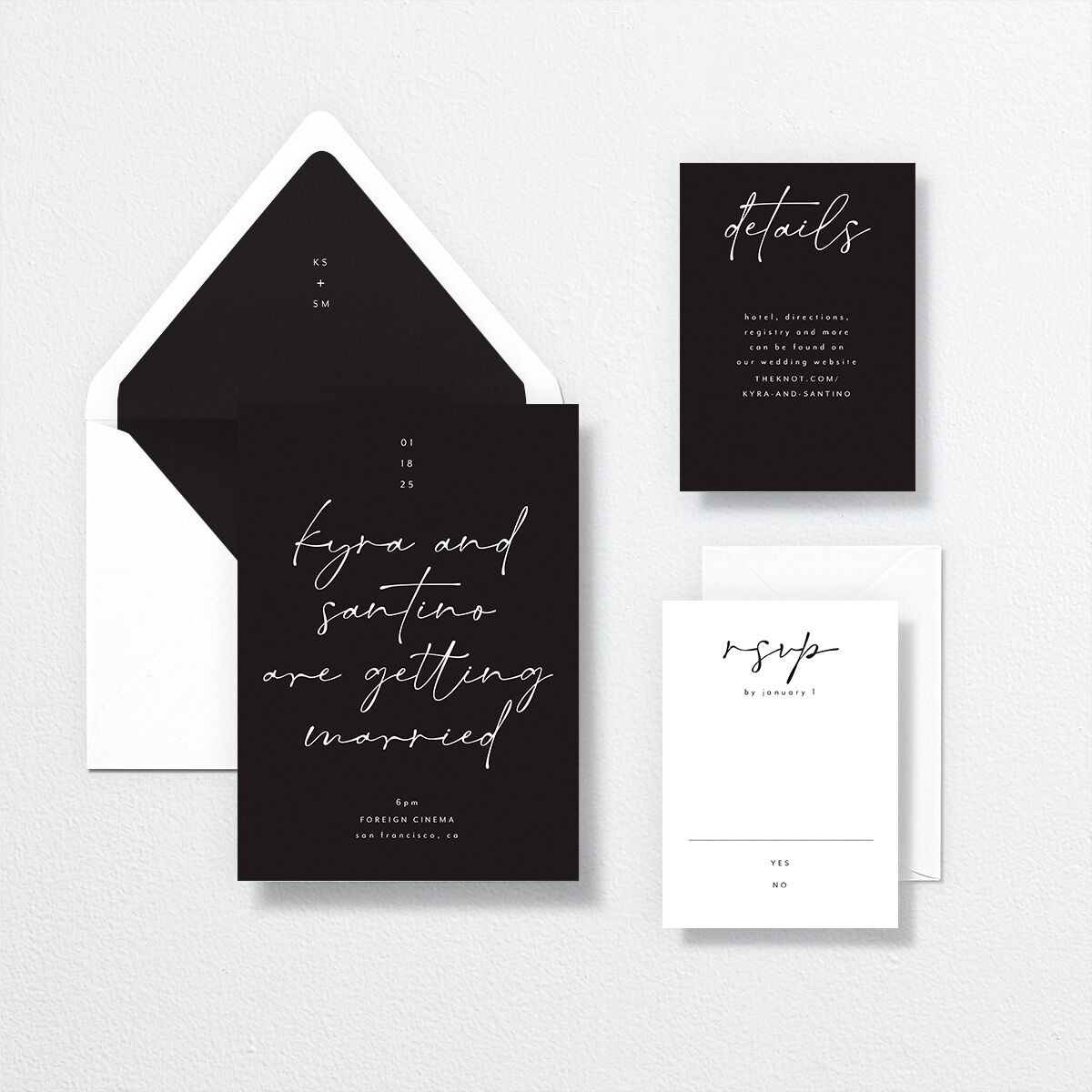 Forever Wedding Invitations by Vera Wang suite in black