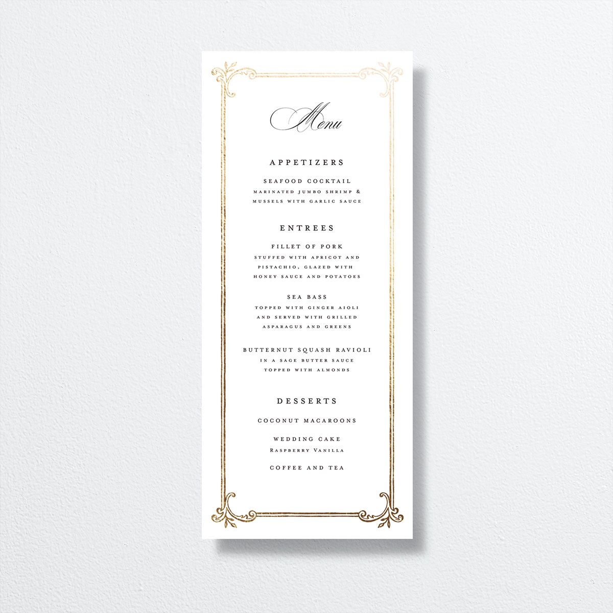 Opulences Menus by Vera Wang front in white