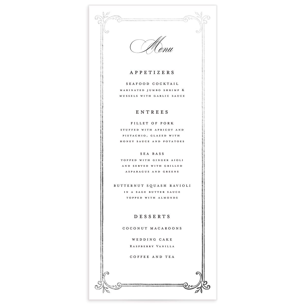 Opulences Menus by Vera Wang