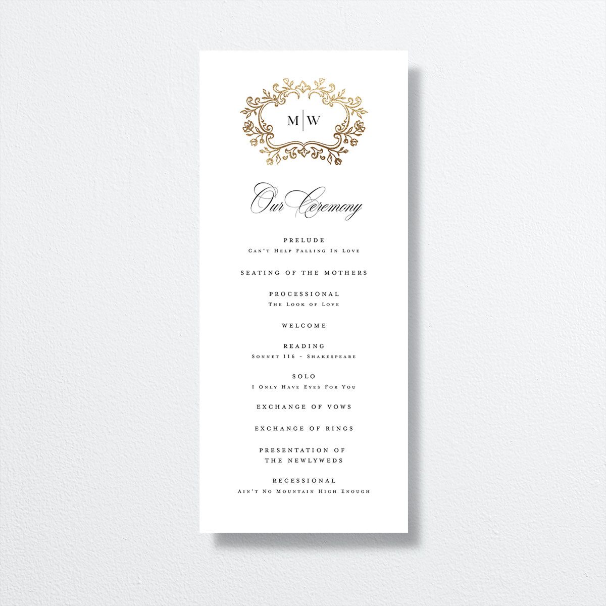 Opulences Wedding Programs by Vera Wang front in white