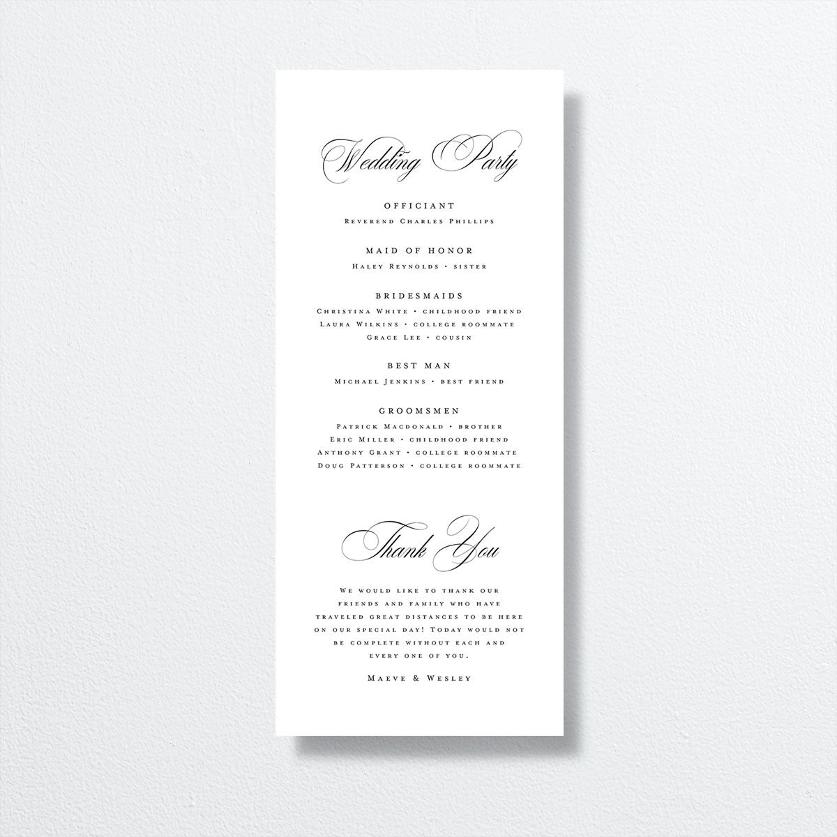 Opulences Wedding Programs by Vera Wang back