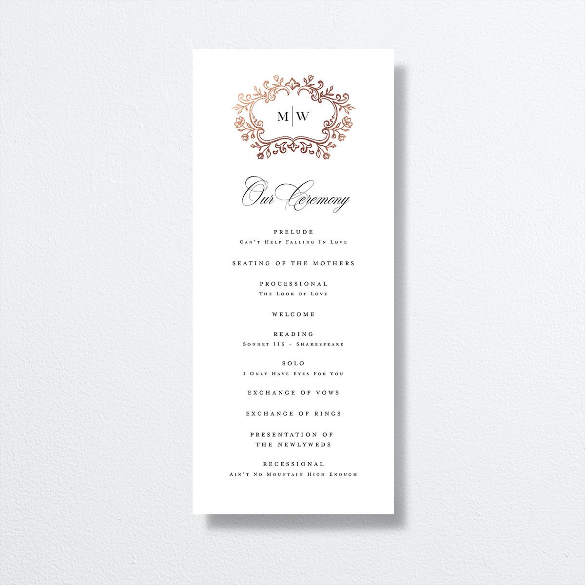 Opulences Wedding Programs by Vera Wang front in white