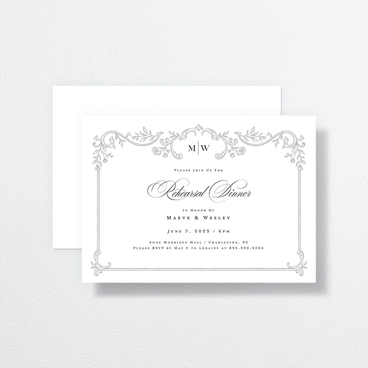 Opulences Rehearsal Dinner Invitations by Vera Wang front-and-back