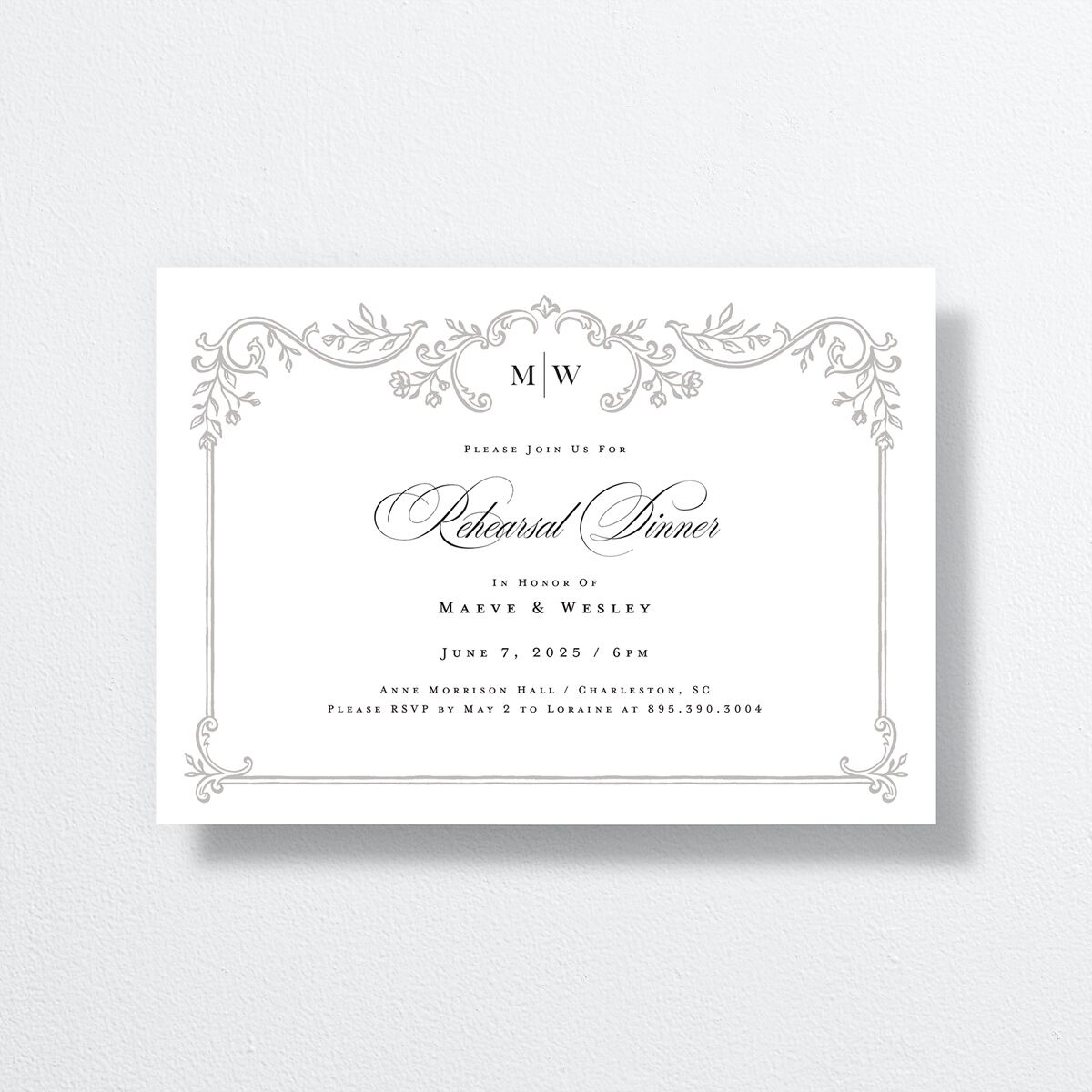 Opulences Rehearsal Dinner Invitations by Vera Wang front