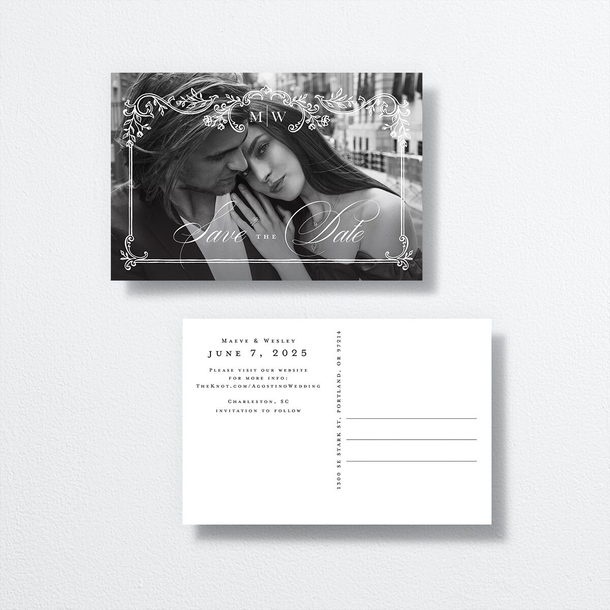 Opulences Save The Date Postcards  by Vera Wang front-and-back
