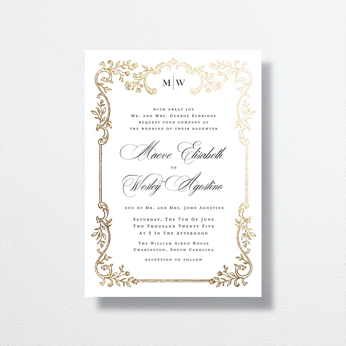 Opulences Wedding Invitations by Vera Wang front in white