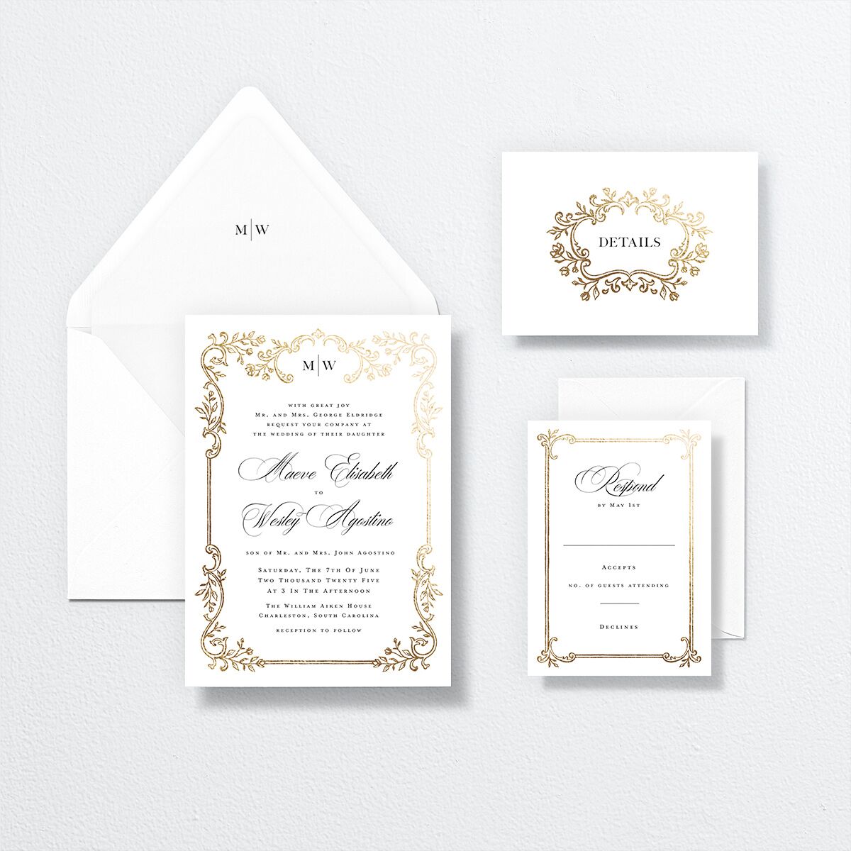 Opulences Wedding Invitations by Vera Wang suite in white