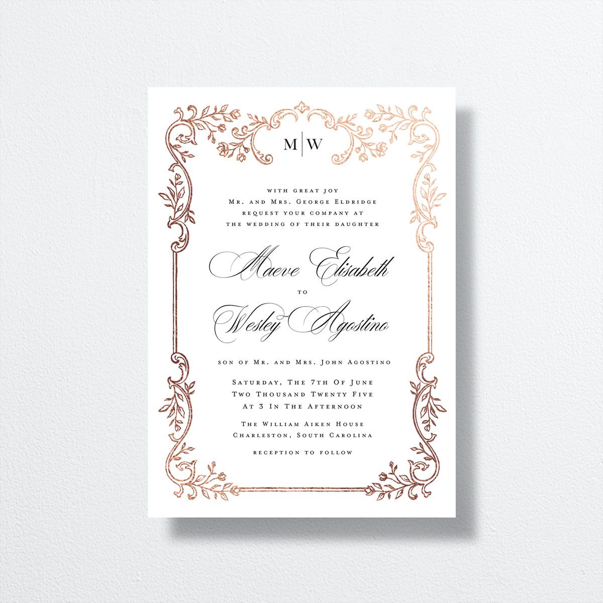 Opulences Wedding Invitations by Vera Wang front in white