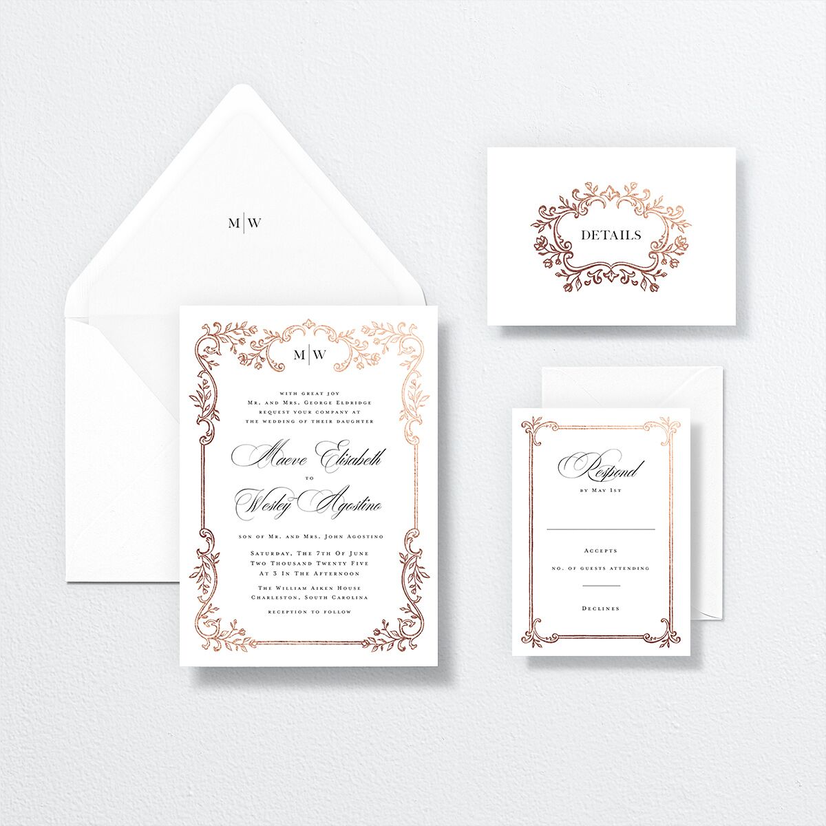 Opulences Wedding Invitations by Vera Wang suite in white