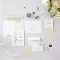 Gilded Wildflower Wedding Invitations Gold Pure White Signature Blank No Standard