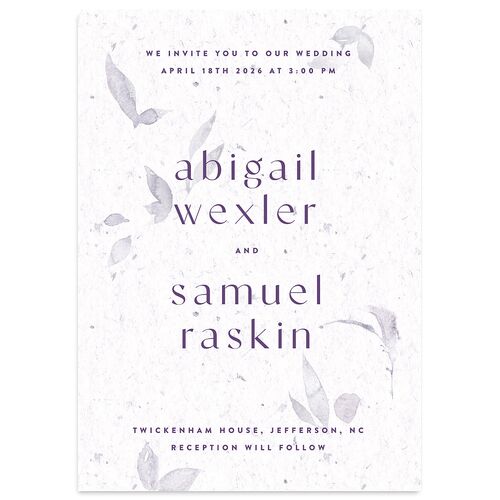 Pressed Leaves Wedding Invitations Purple Haze Signature Blank No Standard