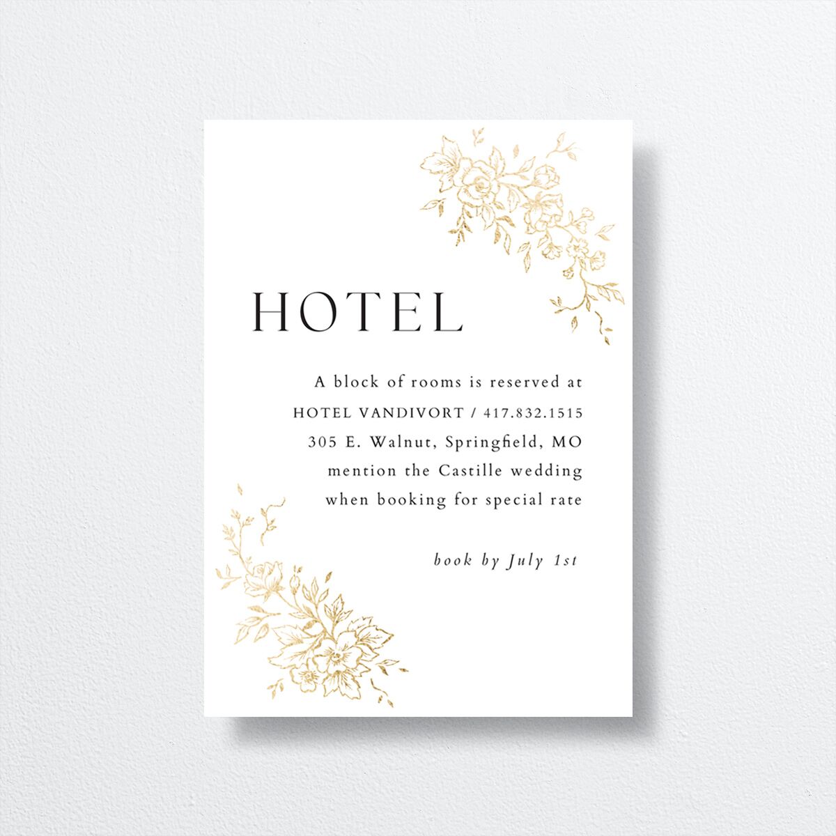 Delicacy Wedding Enclosure Cards by Vera Wang Gold Pure White Signature
