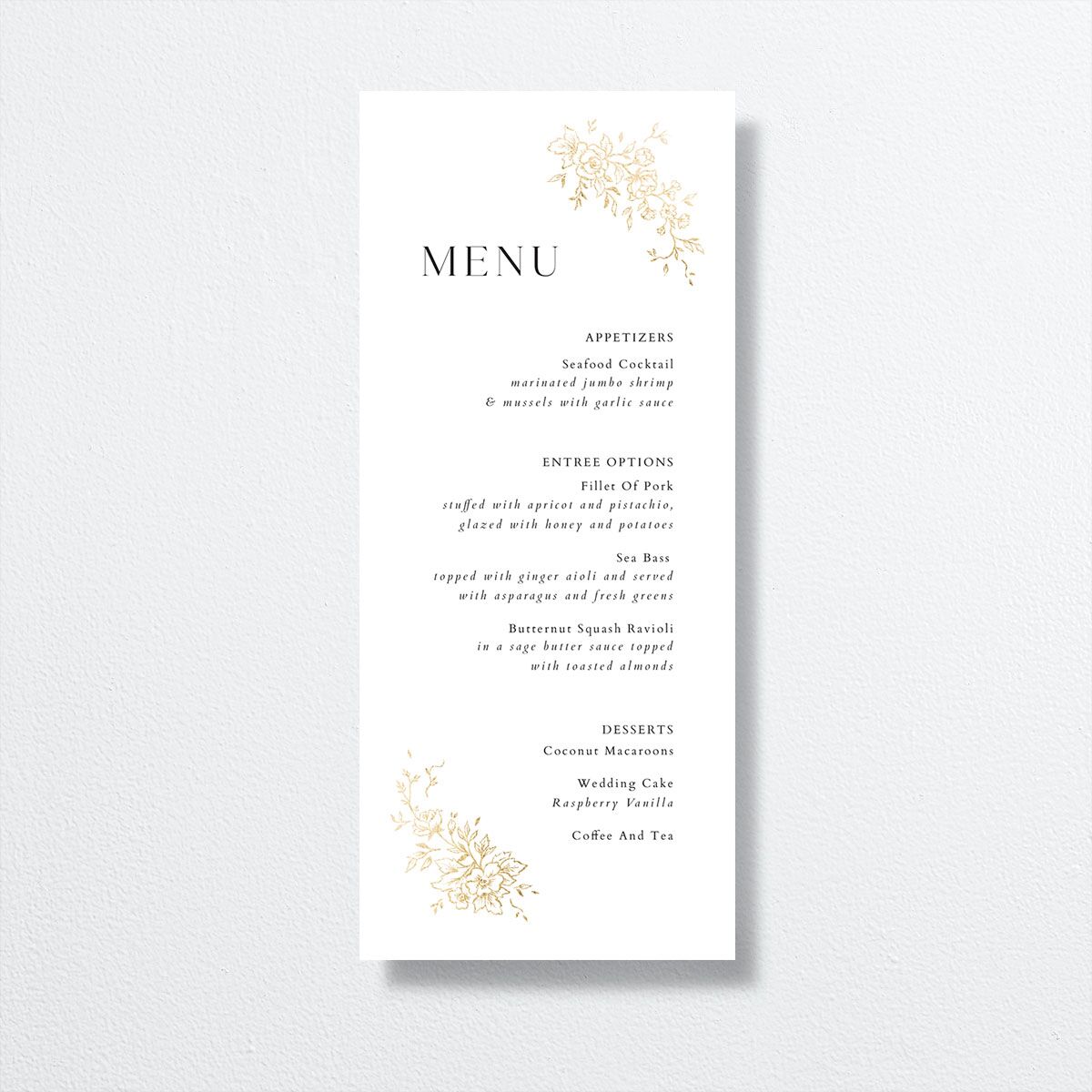 Delicacy Menus by Vera Wang front in white