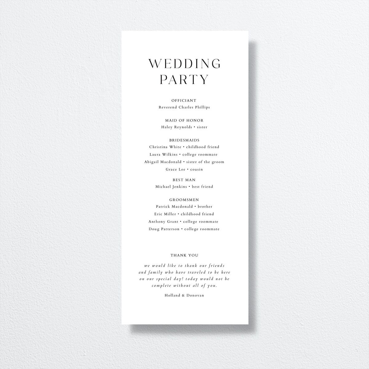 Delicacy Wedding Programs by Vera Wang back in white