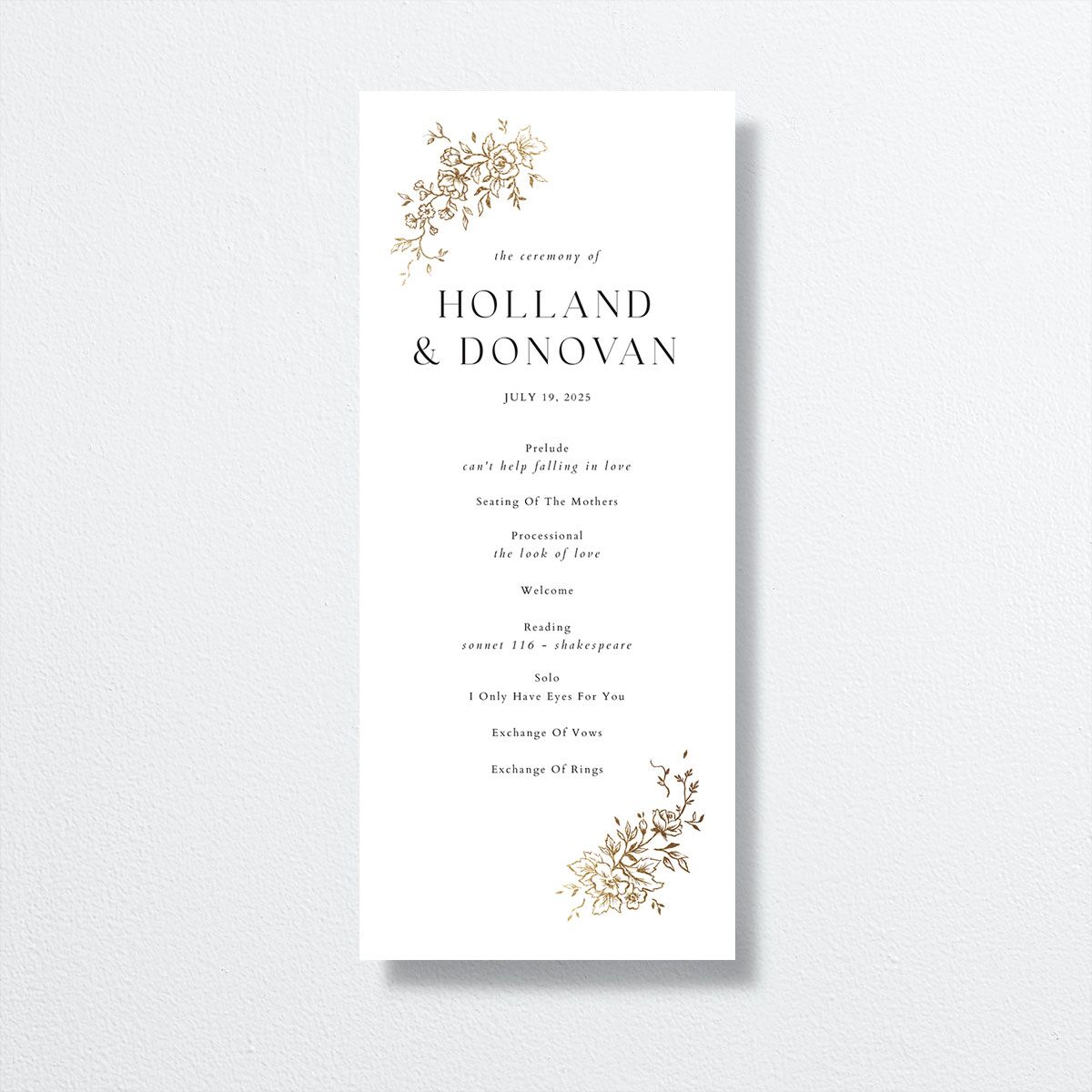 Delicacy Wedding Programs by Vera Wang front
