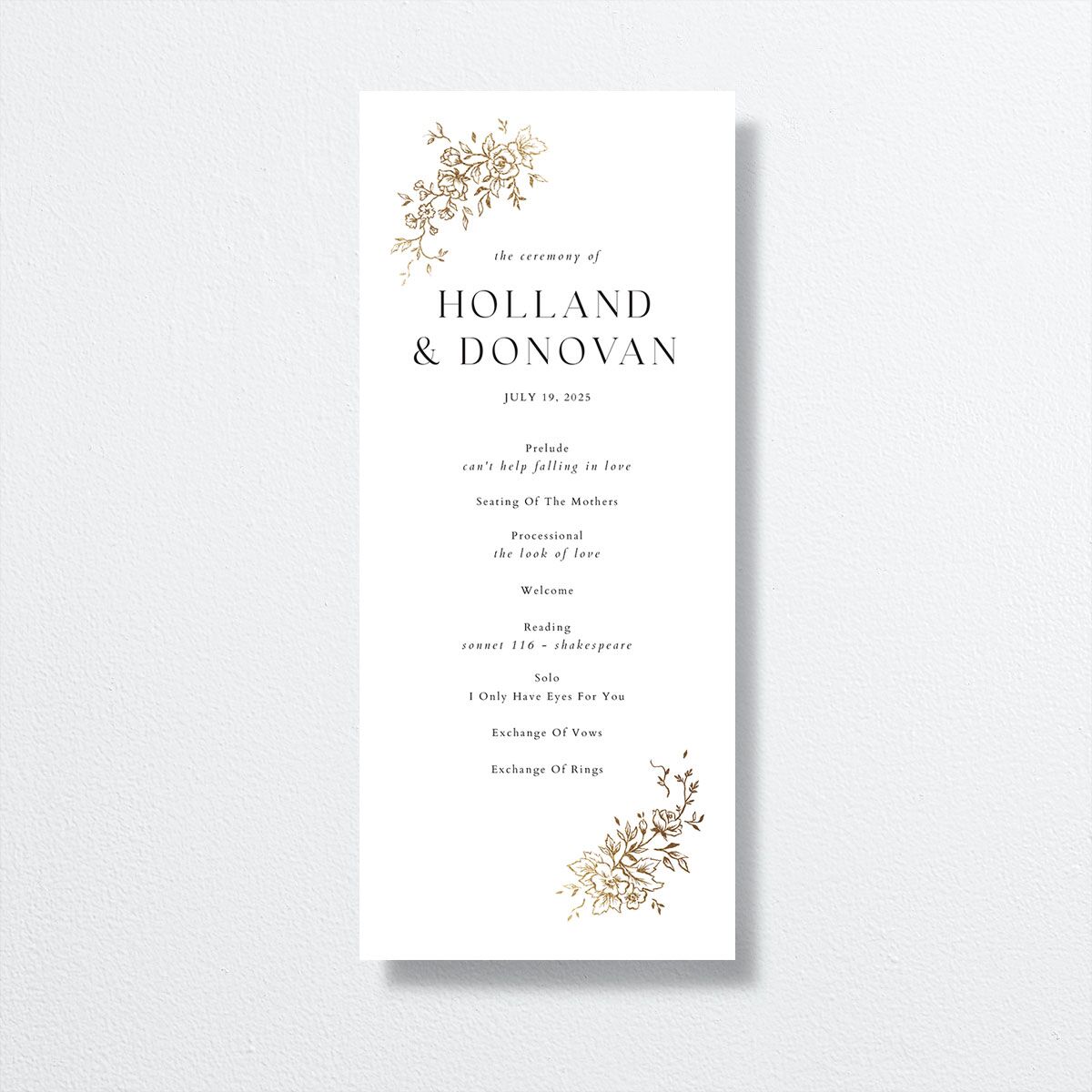 Delicacy Wedding Programs by Vera Wang front in white