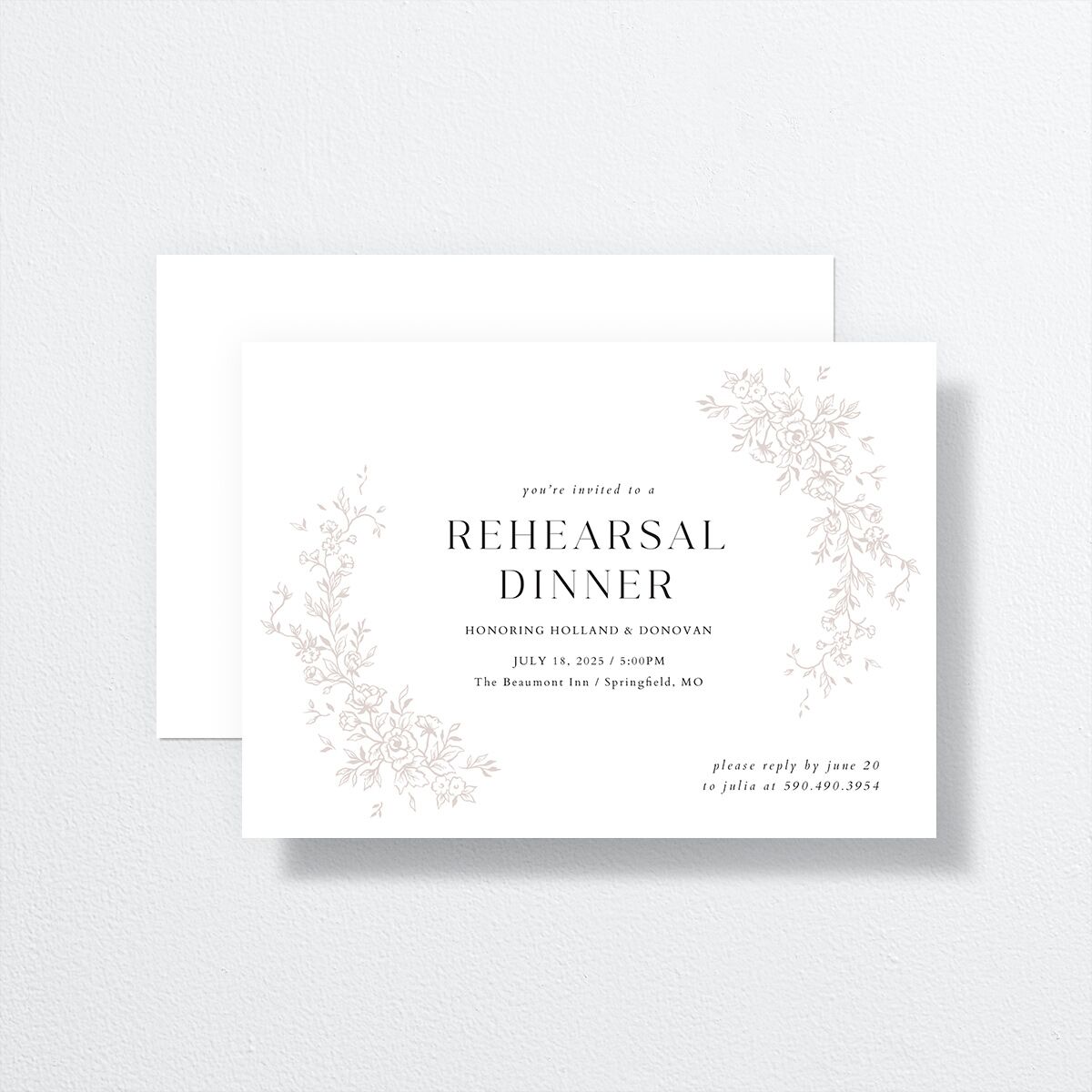 Delicacy Rehearsal Dinner Invitations by Vera Wang front-and-back