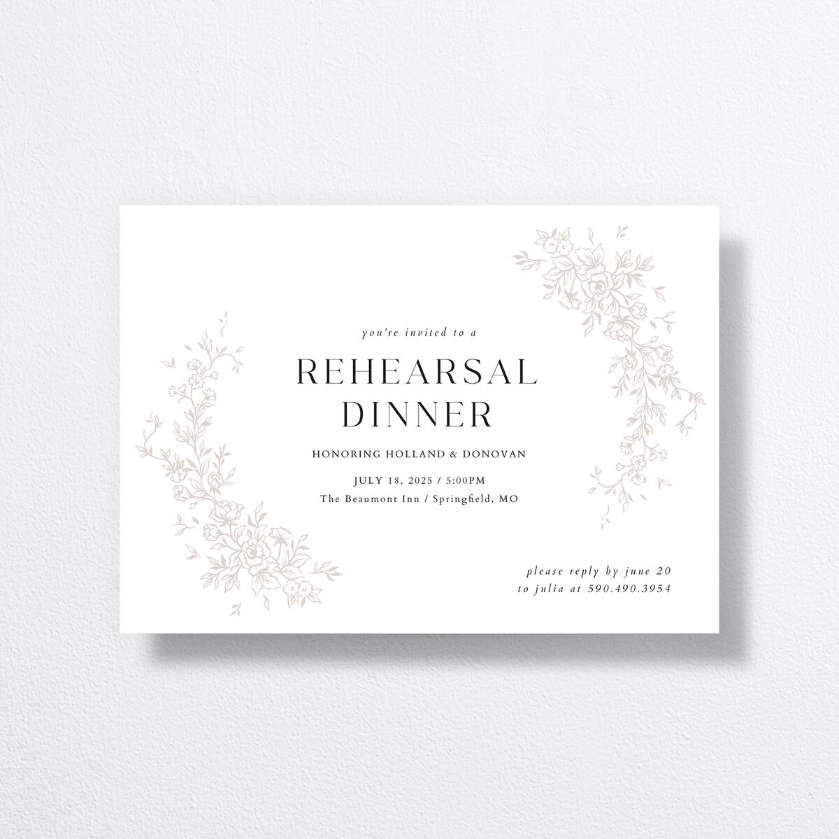 Delicacy Rehearsal Dinner Invitations by Vera Wang front