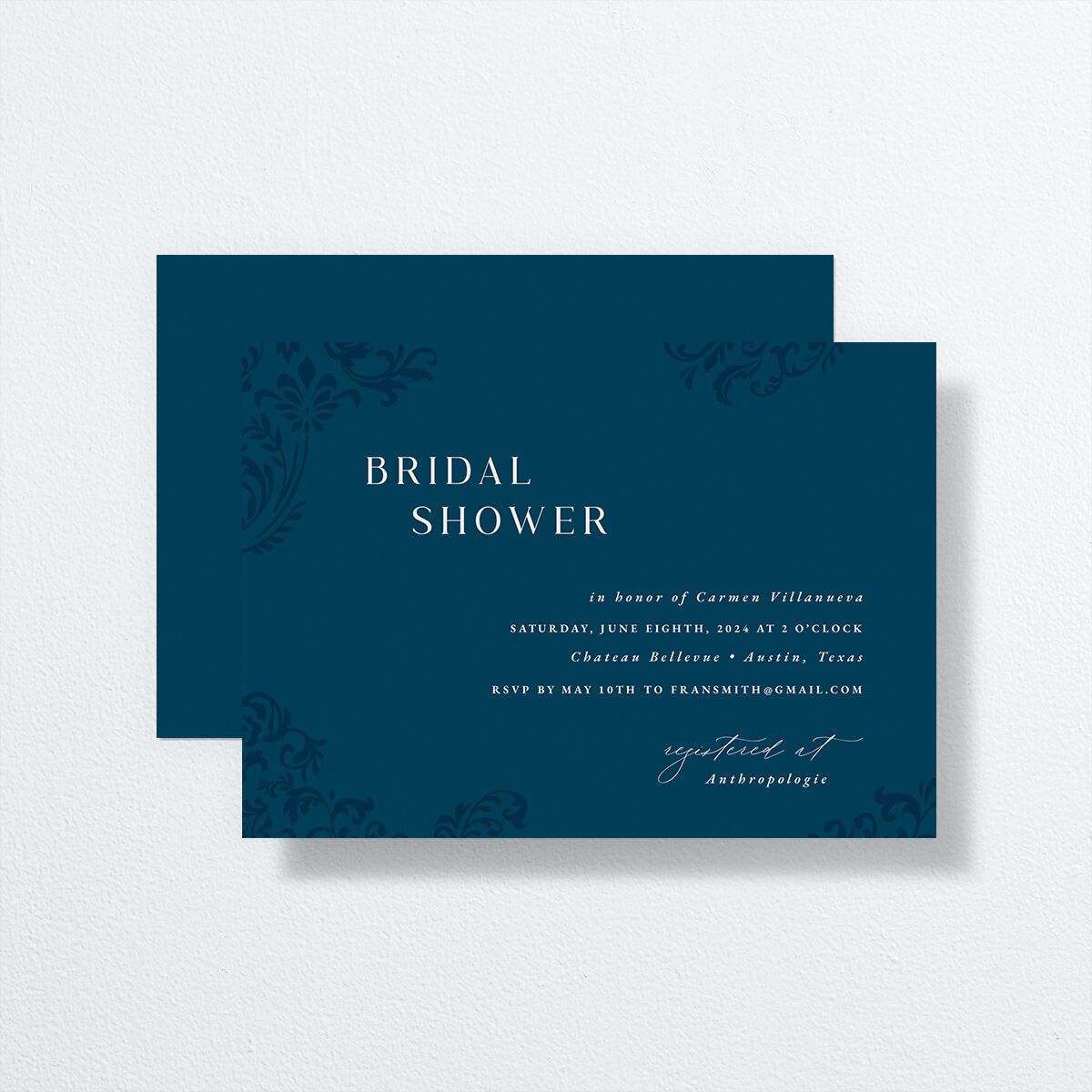Bolero Bridal Shower Invitations by Vera Wang front-and-back