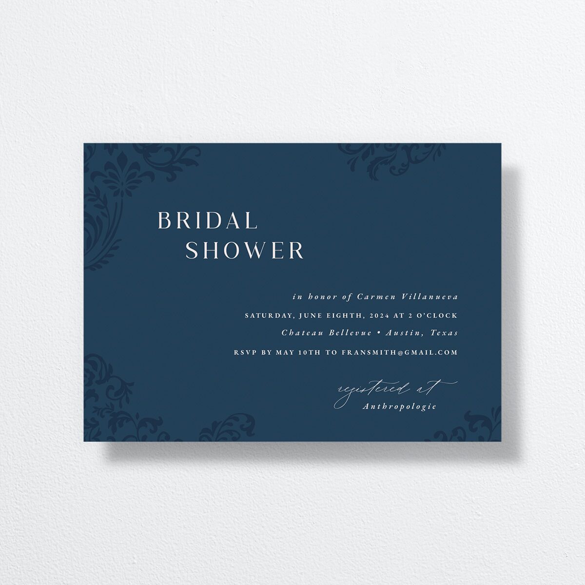 Bolero Bridal Shower Invitations by Vera Wang front