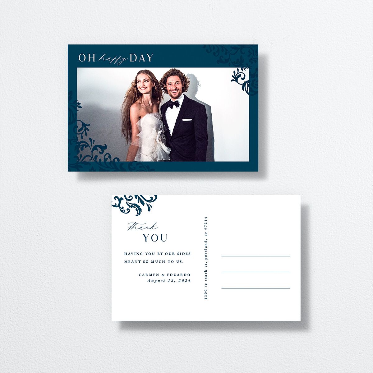 Bolero Thank You Postcards by Vera Wang front-and-back
