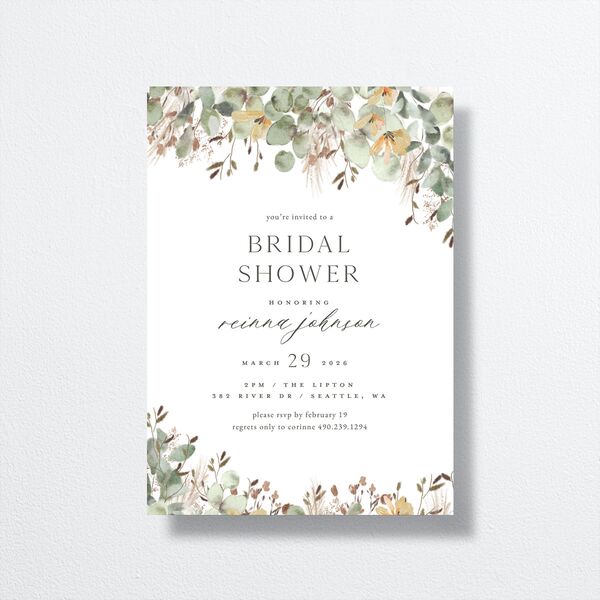 Eucalyptus Edges Bridal Shower Invitations front