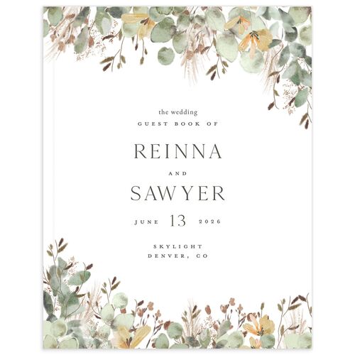 Eucalyptus Edges Guest Books Pure White
