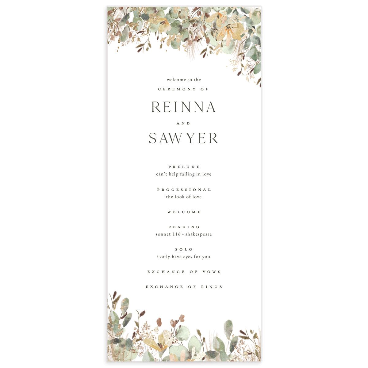 Eucalyptus Edges Wedding Programs
