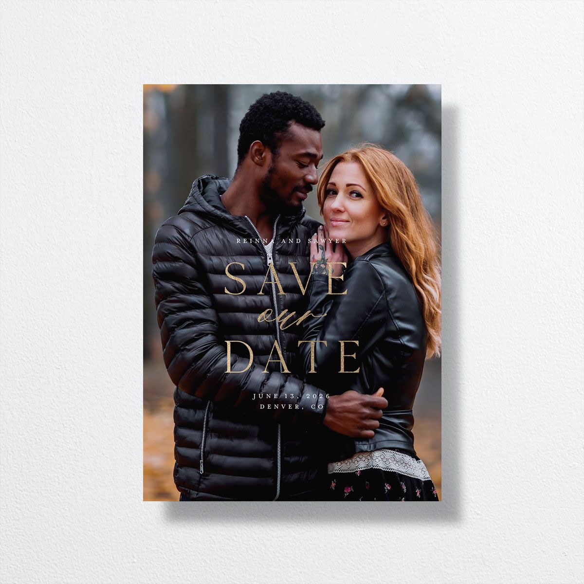 Eucalyptus Edges Save the Date Cards Gold Pure White Signature smooth No