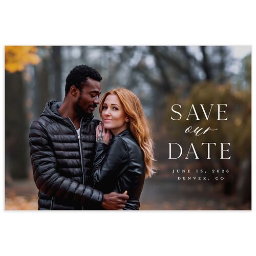 Eucalyptus Edges Save the Date Postcards Pure White