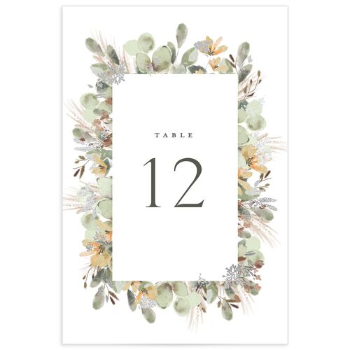 Eucalyptus Edges Table Numbers Silver Pure White Signature
