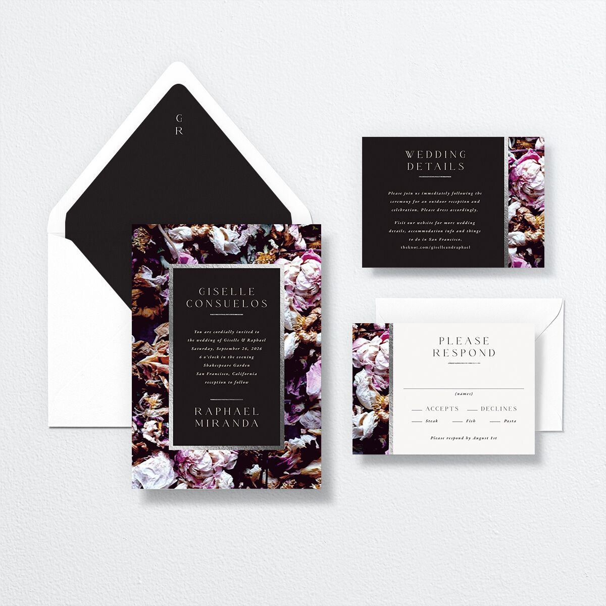 Magic Garden Wedding Invitations by Vera Wang suite in purple