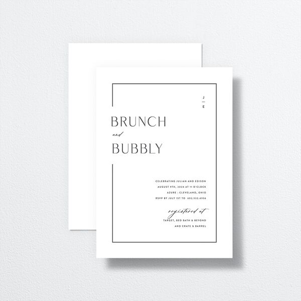 Modern Minimalist Bridal Shower Invitations by Vera Wang front-and-back in White