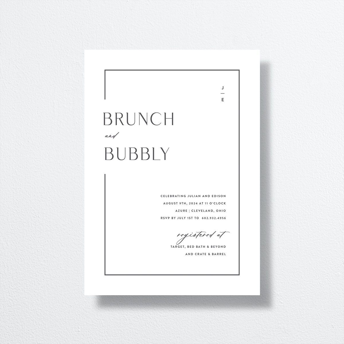 Modern Minimalist Bridal Shower Invitations by Vera Wang front in White