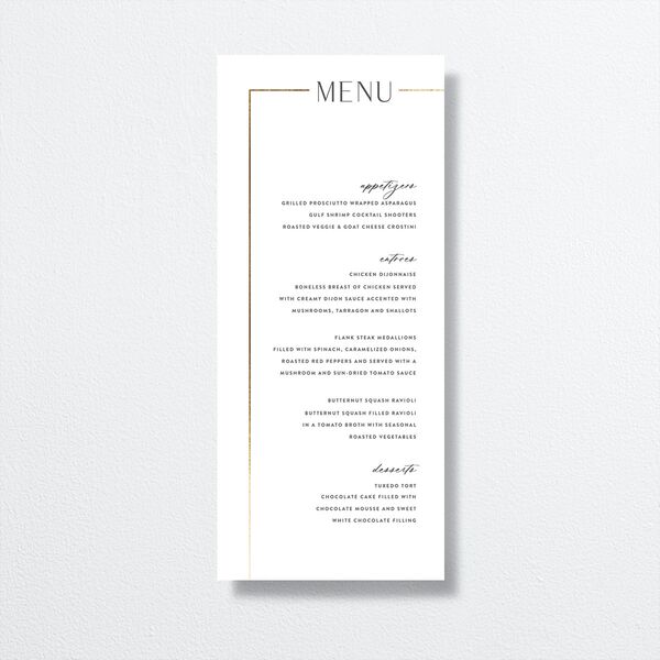 Modern Minimalist Menus by Vera Wang Gold Pure White Signature