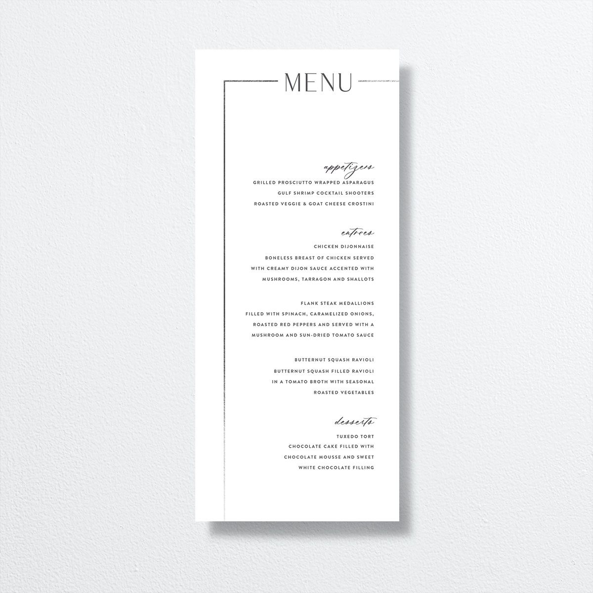 Modern Minimalist Menus by Vera Wang front