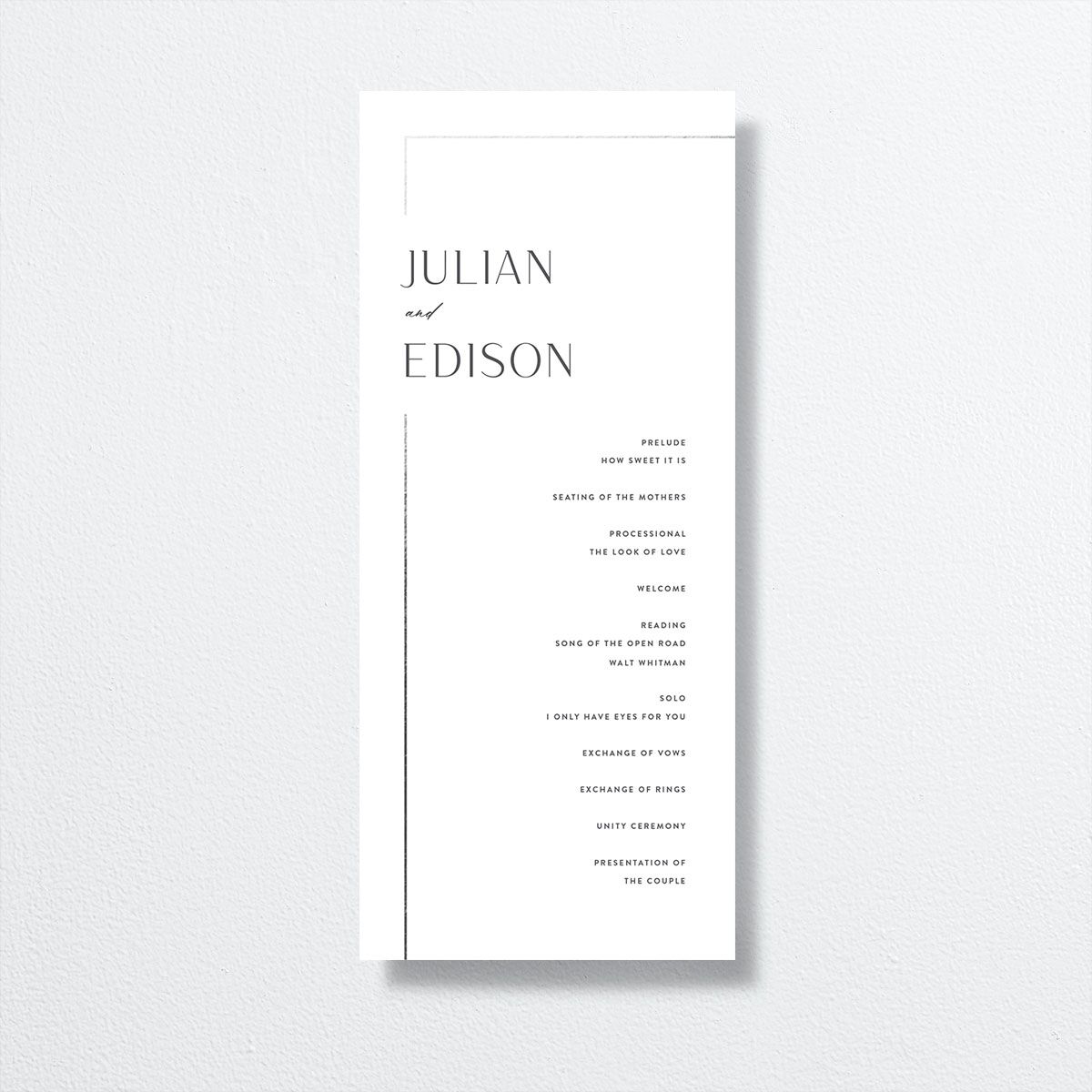 Modern Minimalist Wedding Programs by Vera Wang front