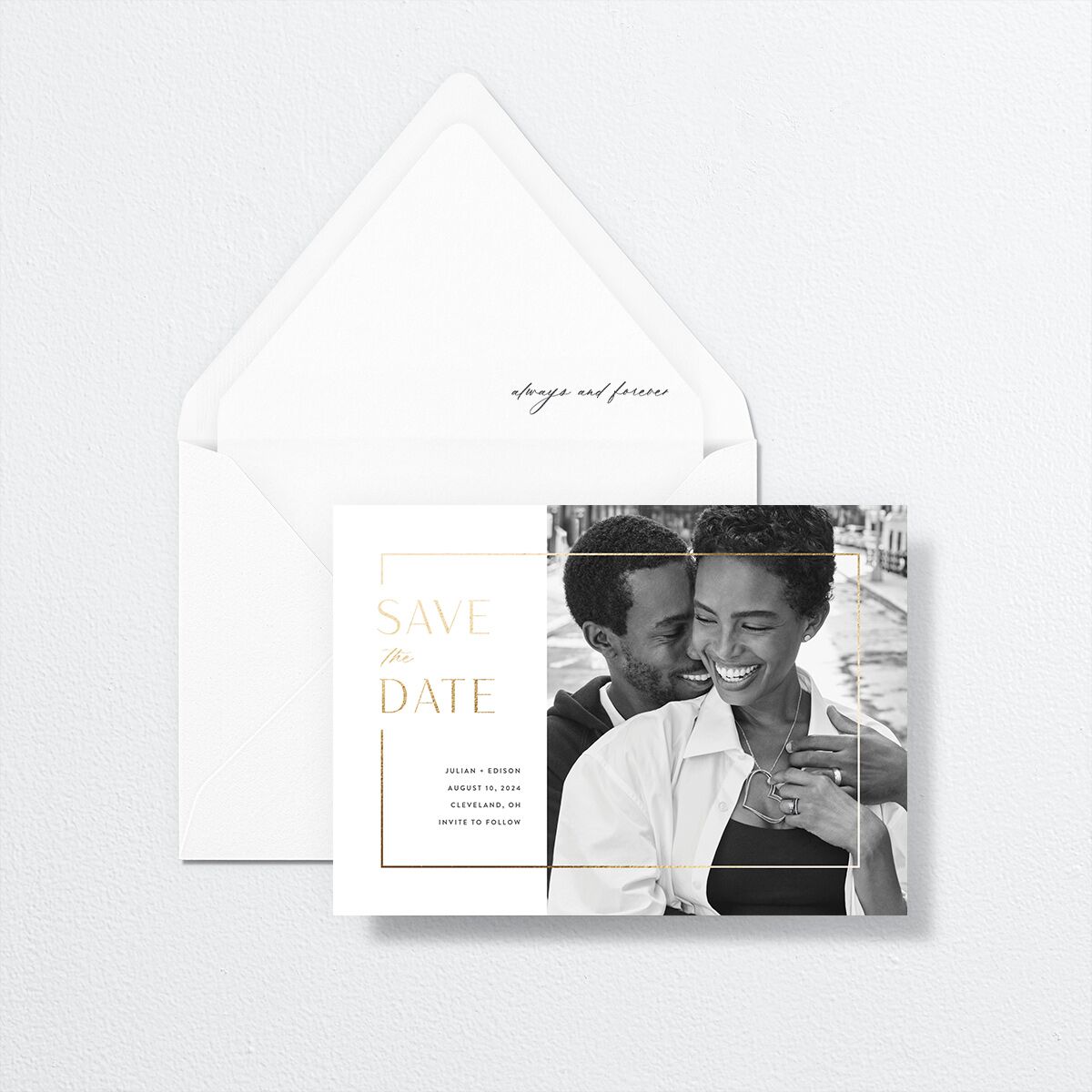 Modern Minimalist Save The Date Cards by Vera Wang envelope-and-liner