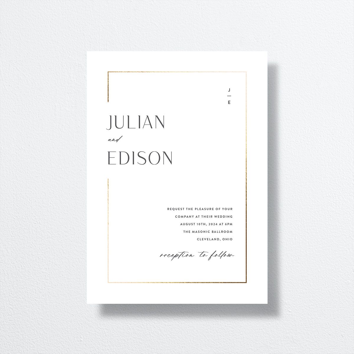 Modern Minimalist Wedding Invitations by Vera Wang front in White