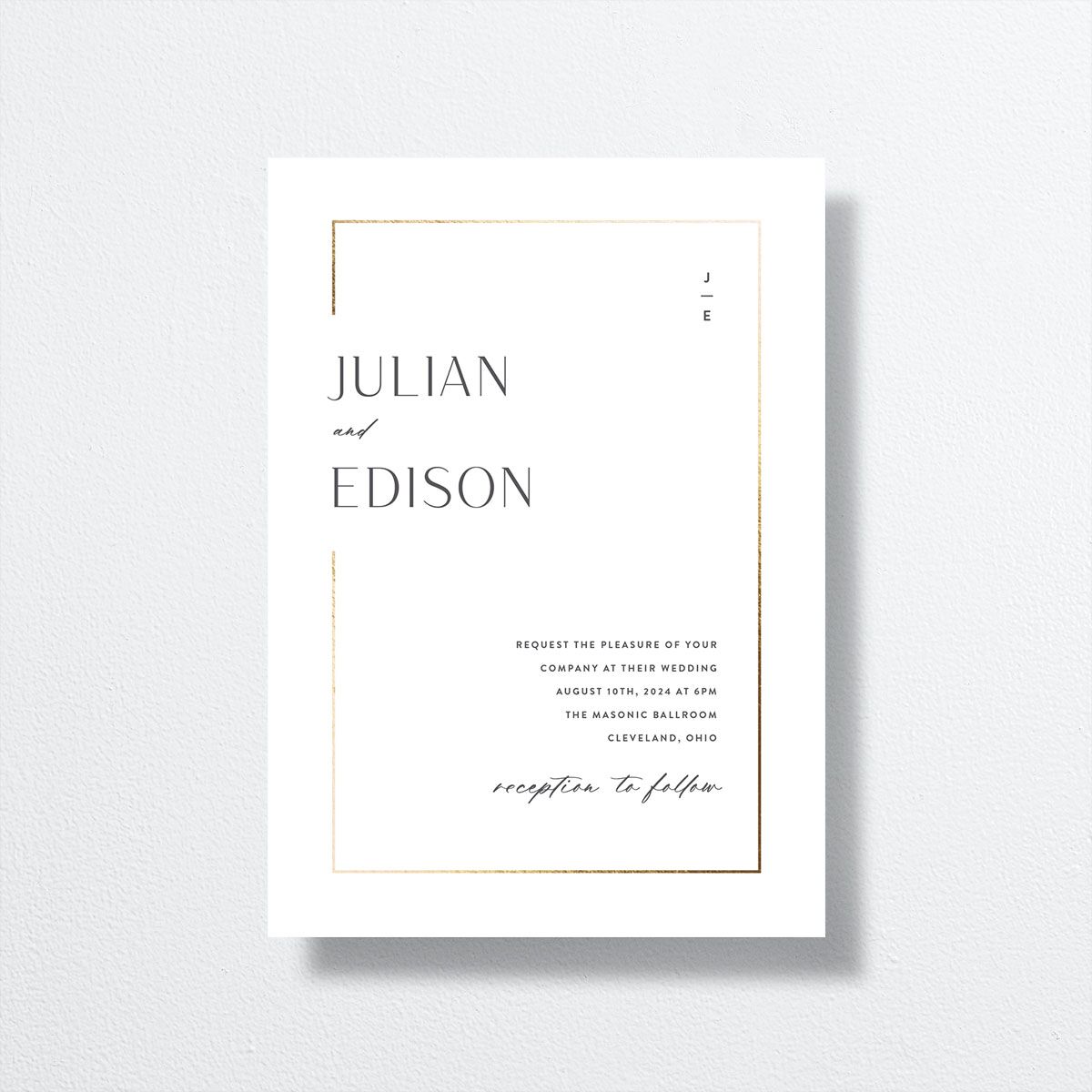 Modern Minimalist Wedding Invitations by Vera Wang front in white