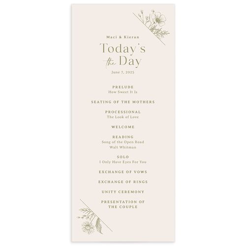 Vintage Wedding Programs by Vera Wang - Green