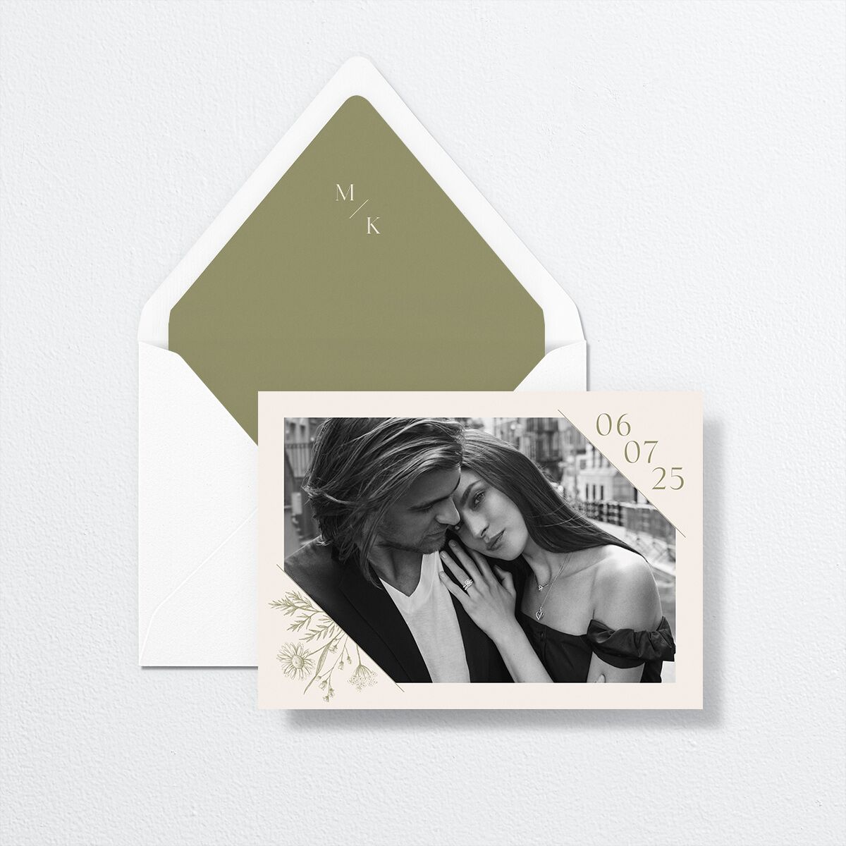 Vintage Save The Date Cards by Vera Wang Thyme Signature smooth No