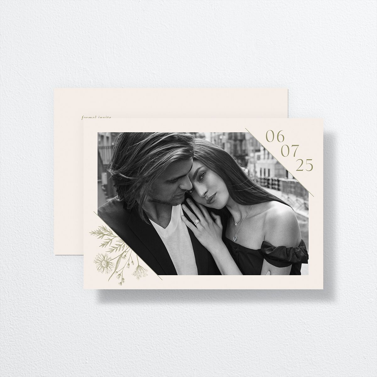 Vintage Save The Date Cards by Vera Wang Thyme Signature smooth No